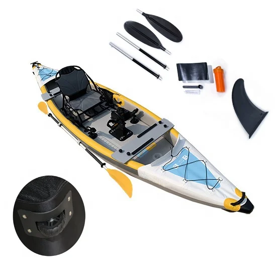 Inflatable Foot Pedal Kayak With Drop Stitch Fabric Inflatable Fishing Kayak  With Pedal - AliExpress