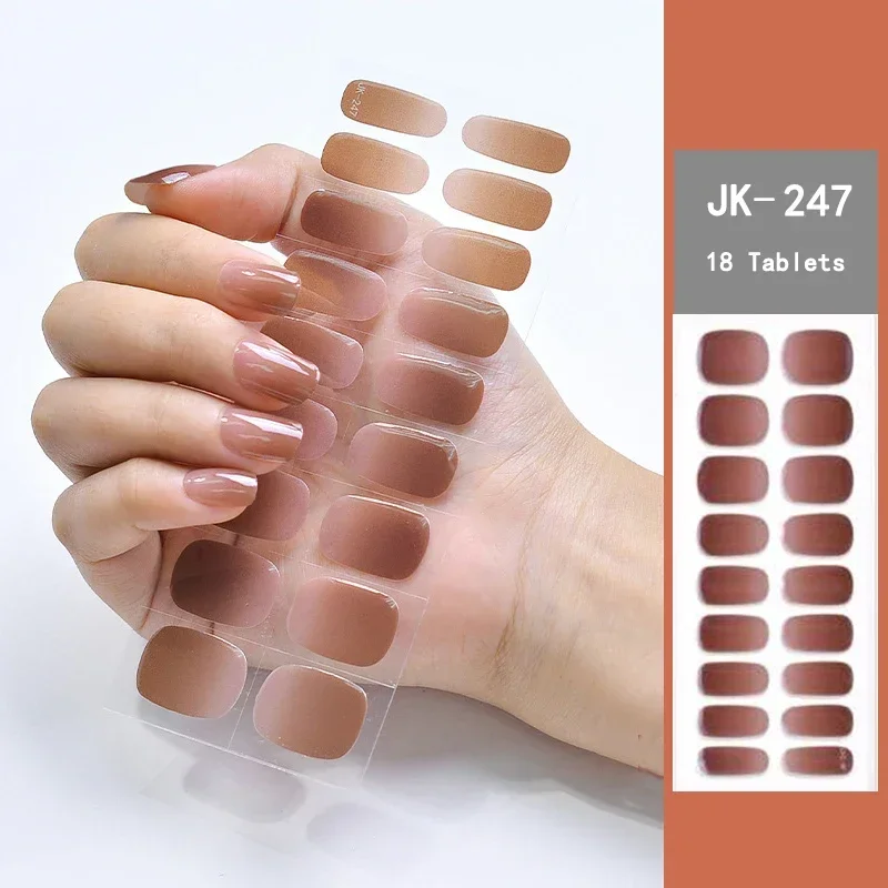 16/18/20Tips Super Long Lasting Gel Nail Wraps Adhesive Waterproof  French Semi-Cured Gel Nail Stickers Harden In UV Lamp Need 6