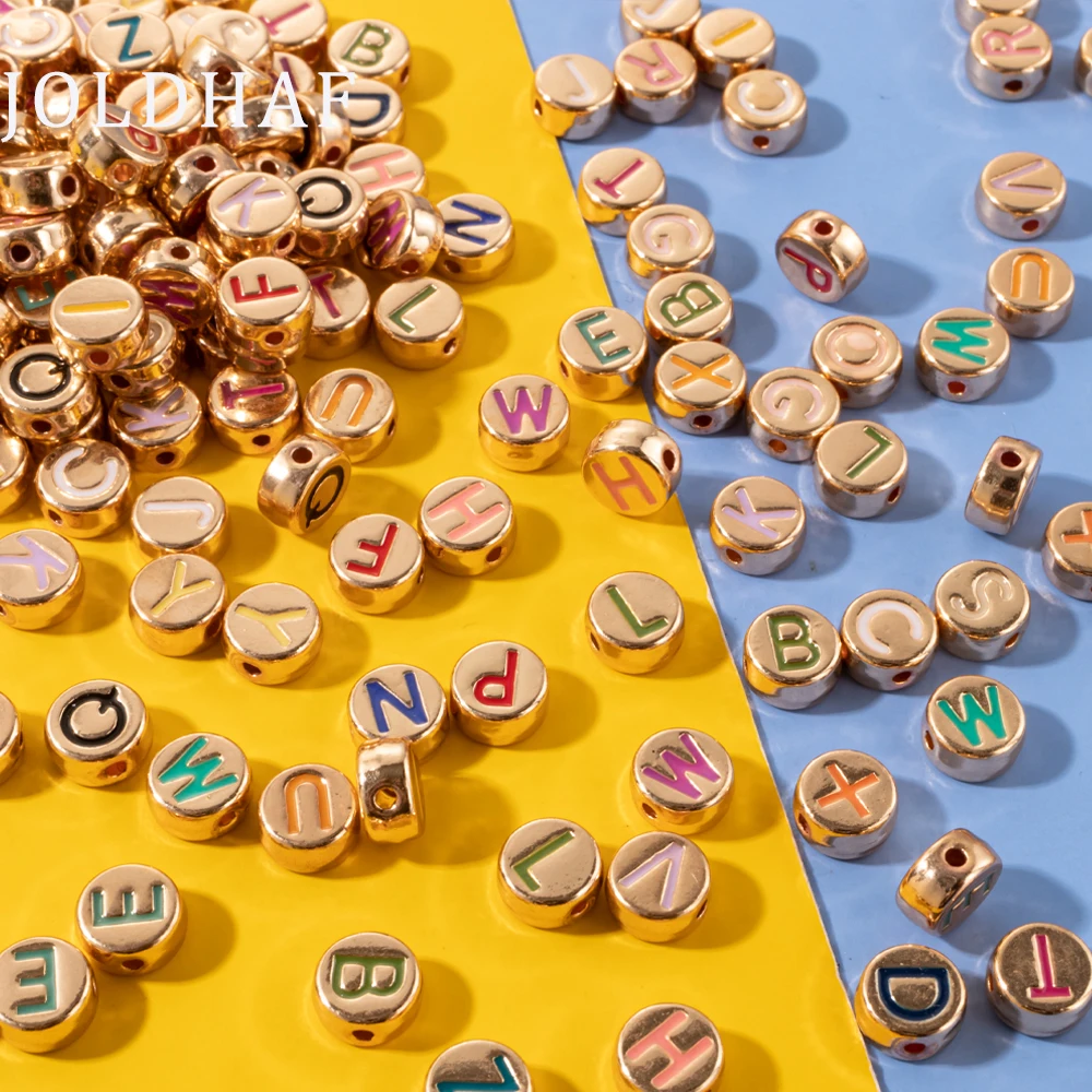 

10pcs Round Shape Gold Color Letter Beads Alloy Jewelry Making Supplies Charms For Jewelry Making Diy Letter Accessory