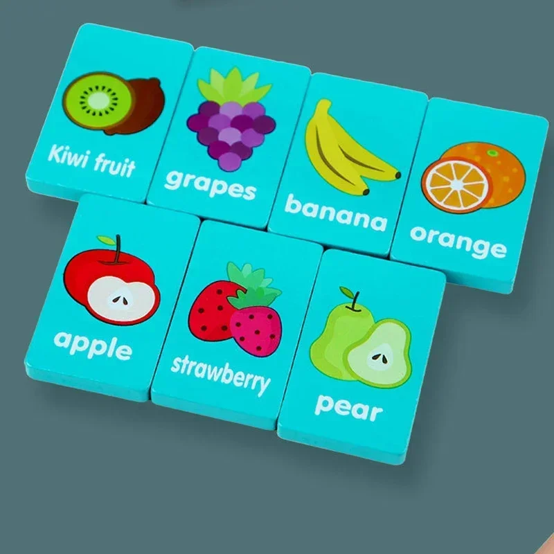 Children Hand Scratch Wooden Puzzle Toy Board Baby Cartoon Montessori Early Education Farm Fruit Cognitive MatchingToy 5