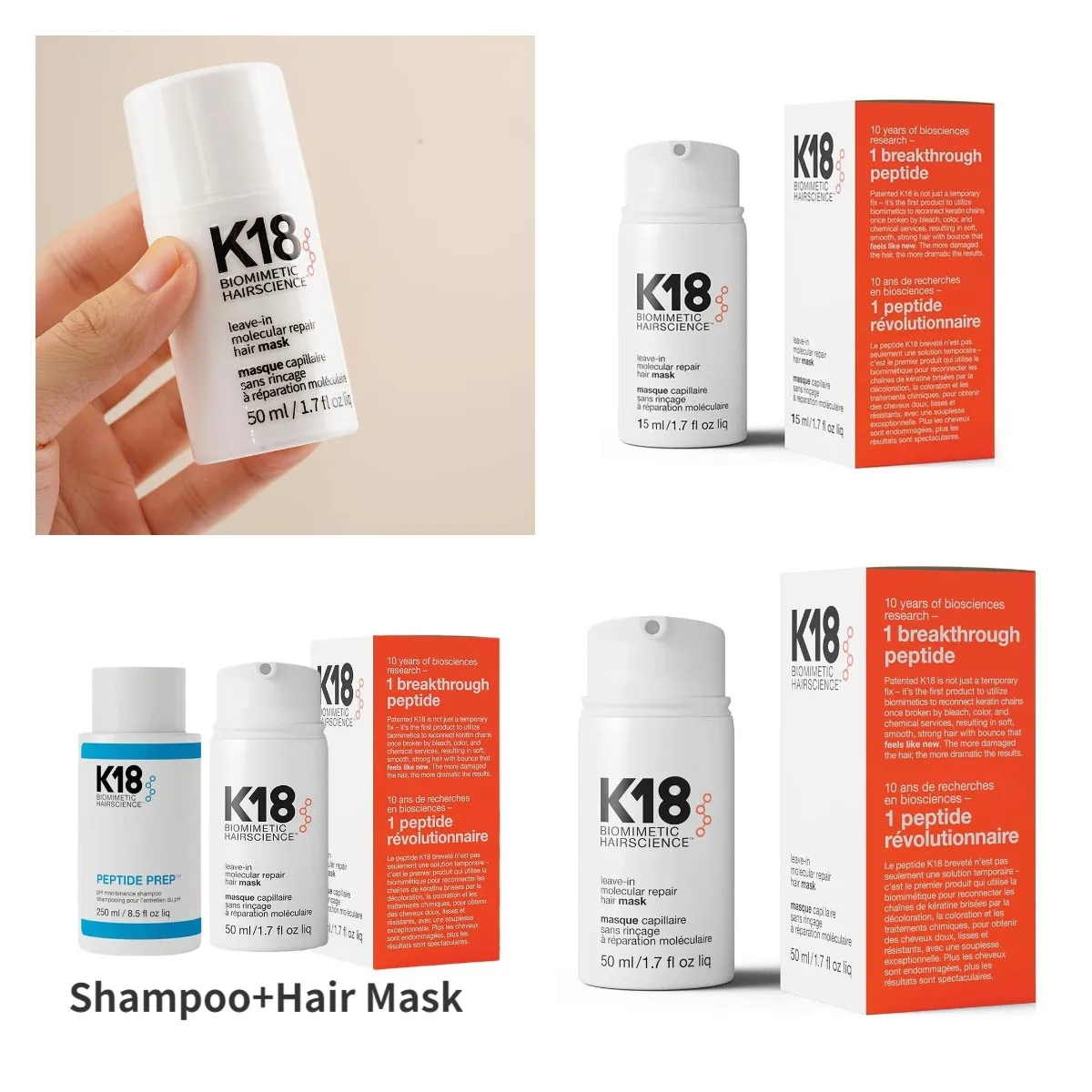 K18 15/50/150ml Leave-In Molecular Repair hair mask Damage Restore Soft Hair Deep Repair Keratin & Scalp Treatment Care