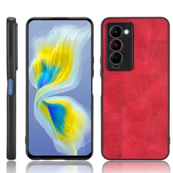 Luxury PU Leather Hard Back Cover - Shockproof Protective Skin for Tecno Camon 18 Premier (Red)