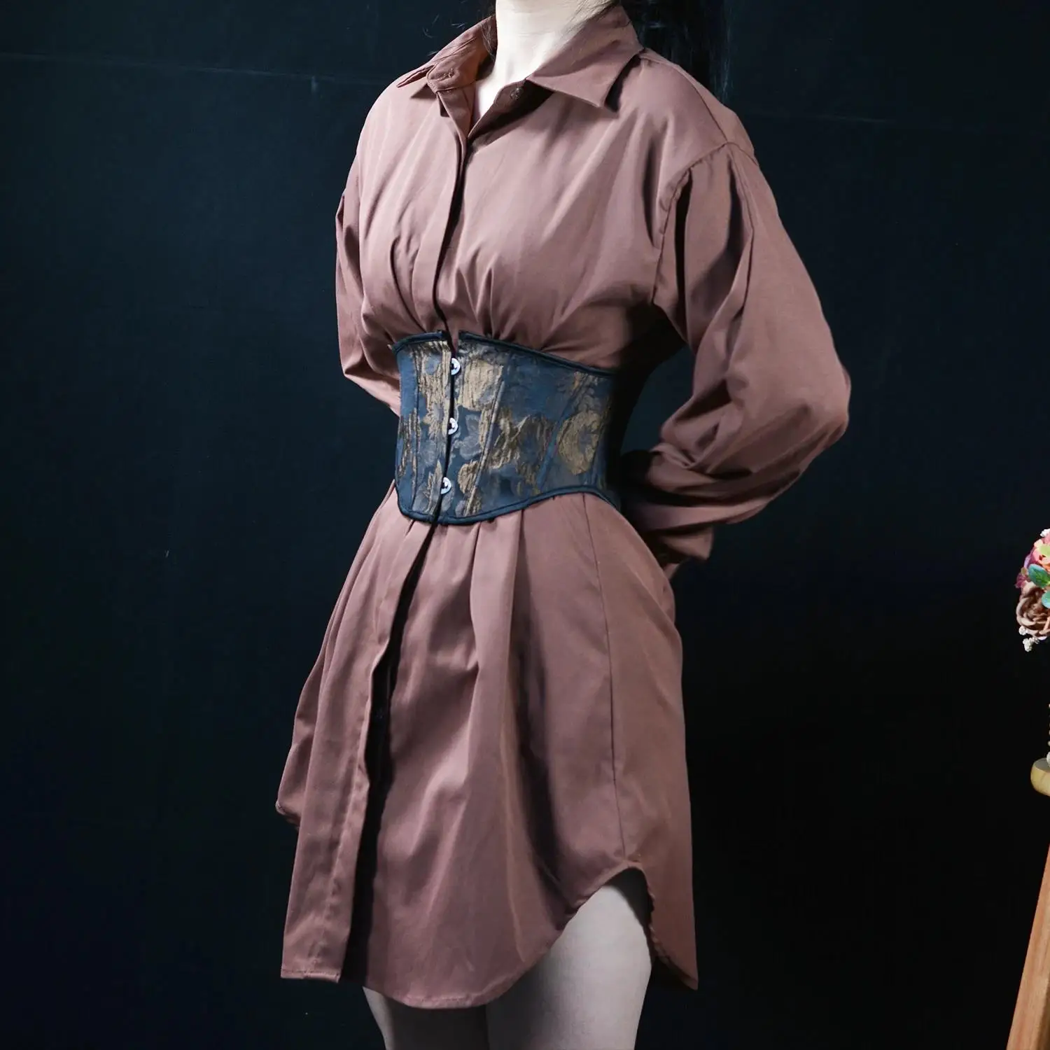 Damen Vintage Lolita Korsett-Top mit Sonnenblumen-Reliefdruck, kurzes Schnür-Bustier, Latex-Taillentrainer, Shapewear, Übergröße – Detail 18