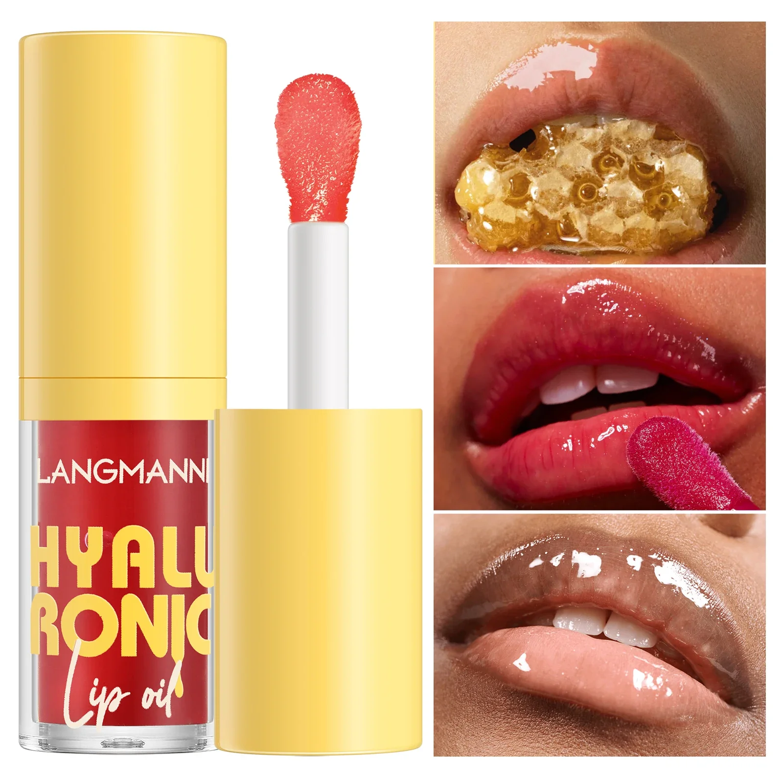 Lip Gloss Lip Makeup Lip Oil Langmanni 6Colors Transparent Hyaluronic Acid Lip Oil Glossy Hydrating Moisturizing Lip Gloss Volumizing Light Tone Balm