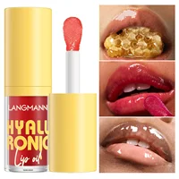 Langmanni 6Colors Transparent Hyaluronic Acid Lip Oil Glossy Hydrating Moisturizing Lip Gloss Volumizing Light Tone Lip Balm Hot 1