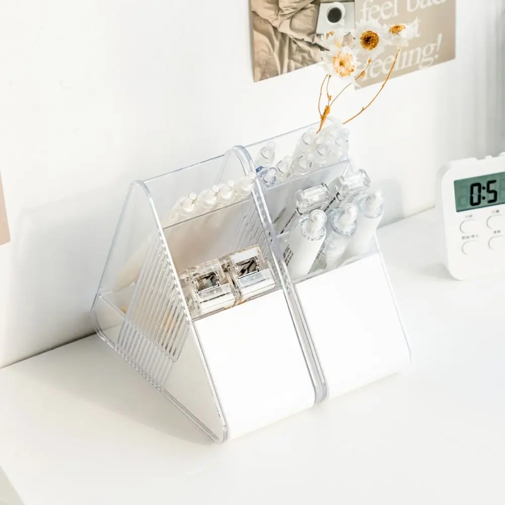 

Large-capacity Earphone Sundries Stationery Organizer Cosmetics Storage Box Desktop Storage Drawer Triangle Pen Holder