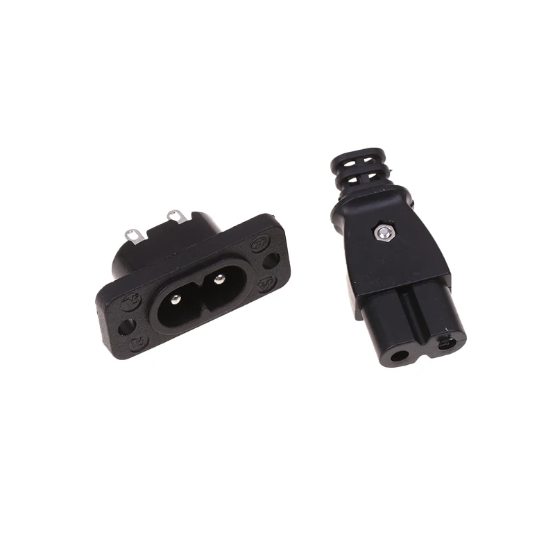 1PC C8 Male Power Socket Female Plug Power Outlet Embedded Electric Connector 35mm*15mm AC 2.5A 250v 8-shaped Plug Socket electrical sockets electrical power socket