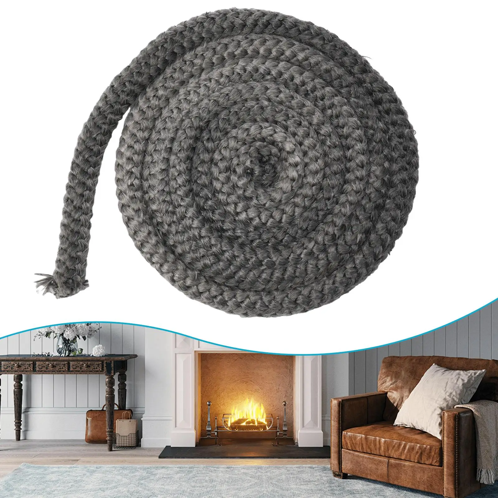 14/16mm 2m Fiberglass Rope Seal Black Stove/Fire Rope Wood Burning Stove Log Burner Door Sealing High Temperature