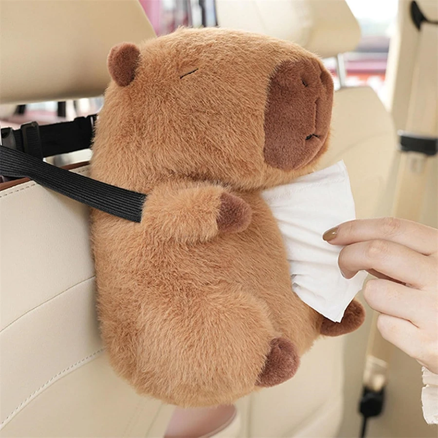 1 piece, Capibala Plush Car Tissue Box Holder, Capybara Cartoon Holder Decorative Napkin Holder, Creative and Cute Plush Decorat 5