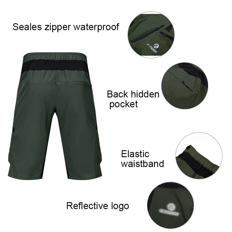 Cycling Shorts X-TIGER Mountain Bike Shorts Men's Summer Bicycle MTB Shorts Loose Fit Lightweight Outdoor Sports MTB Cycling