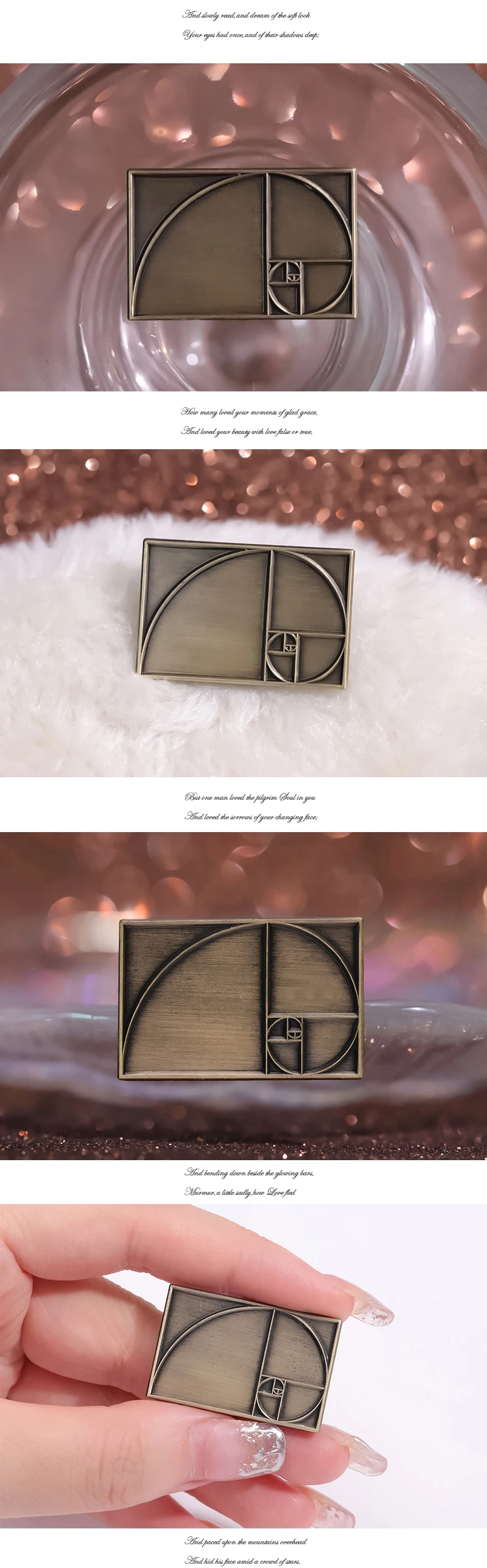 Goldene Verhältnis Emaille Pins benutzer definierte goldene quadratische Fibonacci Broschen Revers Abzeichen Kunst lustige Schmuck Geschenk für Freunde – Detail 2
