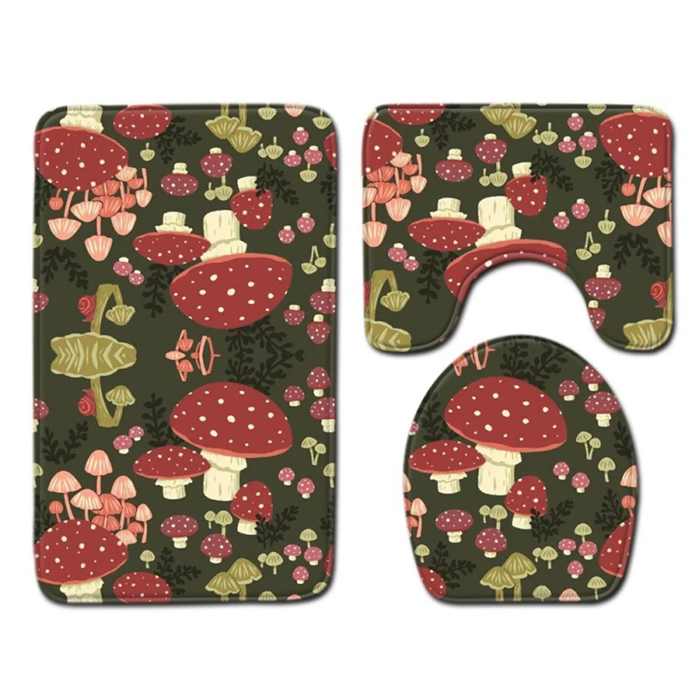 

Red Mushroom Art Bathroom Rug Set - Soft and durable 3 piece Bath Mat set - Perfect For The Bathroom Set