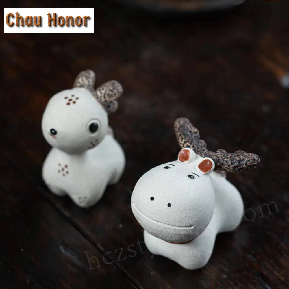 Little Reindeer Raw Ore Purple Sand Tea Pet Creative Tea Figurine Tea Statue Tea Ceremony White Tea Tea Services Equipment Gift