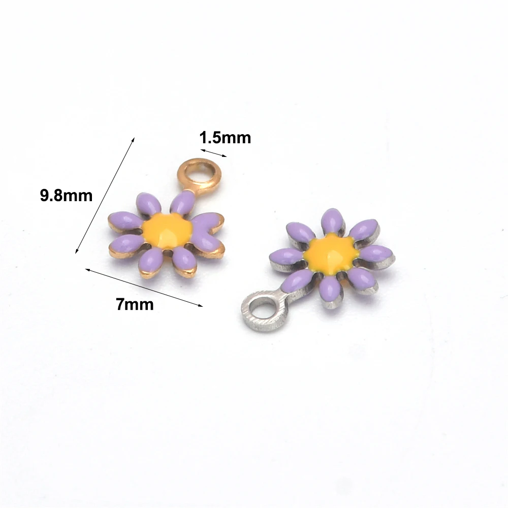 20Pcs 스테인레스 스틸 펜 던 트에 나 멜 꽃 매력 펜 던 트 DIY 귀걸이 목걸이 팔찌 쥬얼리 만들기 및 공예