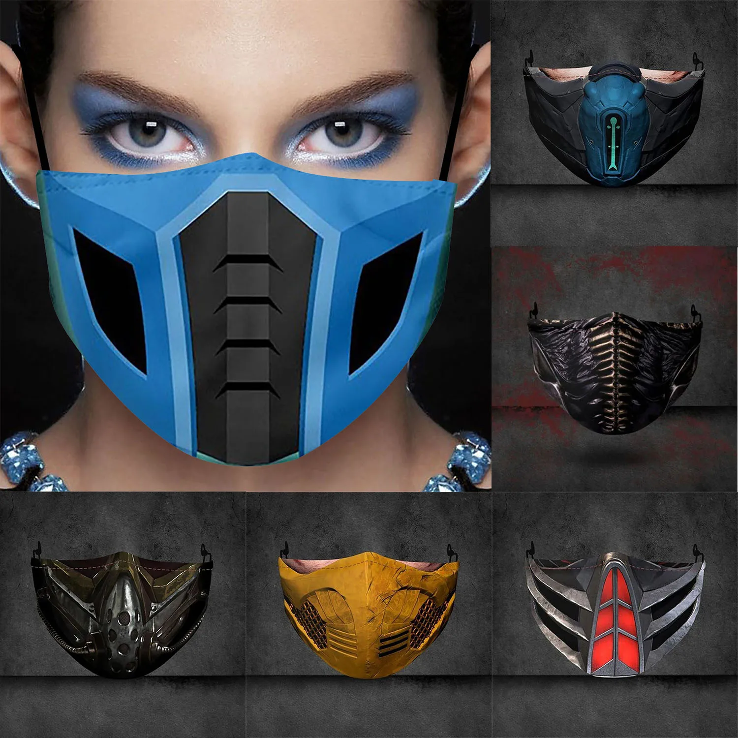 Cosplay Mortal Kombat Game Adult Masks Noob Saibot Scorpion Sub Zero Ninja Face Mouth Dust-proof Reusable Halloween Funny Mask |