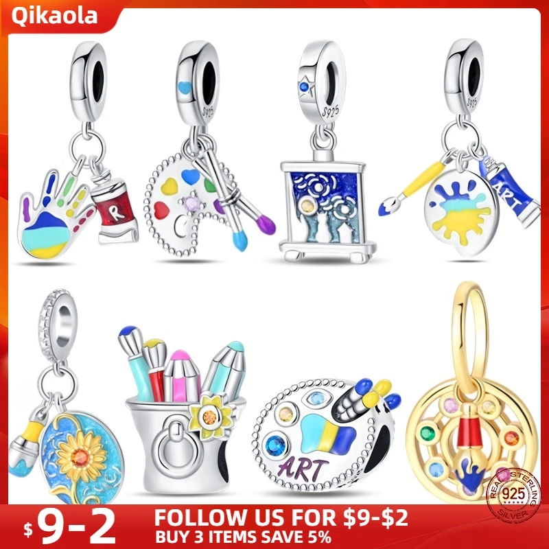 

New S925 Silver DIY Beads Artist Series Color Palette Pendant Fit Pandora Original Bracelet For Women Birthday Fine Jewelry Gift