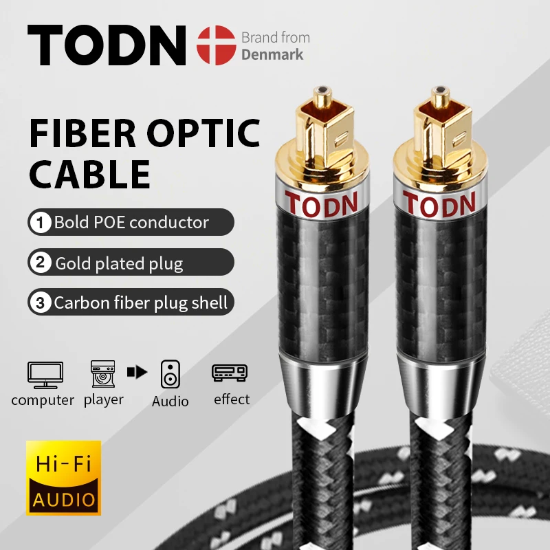 Todn Digital Optical Audio Cable Toslink Spdif Optic Fibre Cable Cable