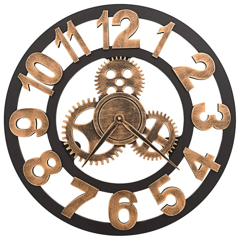 Wanduhr aus Metall, 58 cm, Gold und Schwarz, geeignet für Häuser, Büros und Empfangsbereiche. – Detail 6