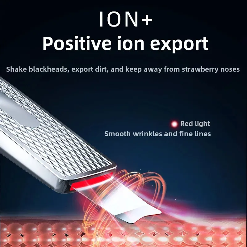 Cross-Border Bestseller Red Blue Light Ultrasonic Skin Cleansing Tool EMS Blackhead Removal Facial Pore Cleaning Machine