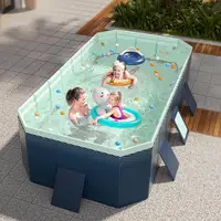 Piscine pliante non gonflable, installation facile, piscine familiale en PVC épaissi, jouet d'extérieur 3