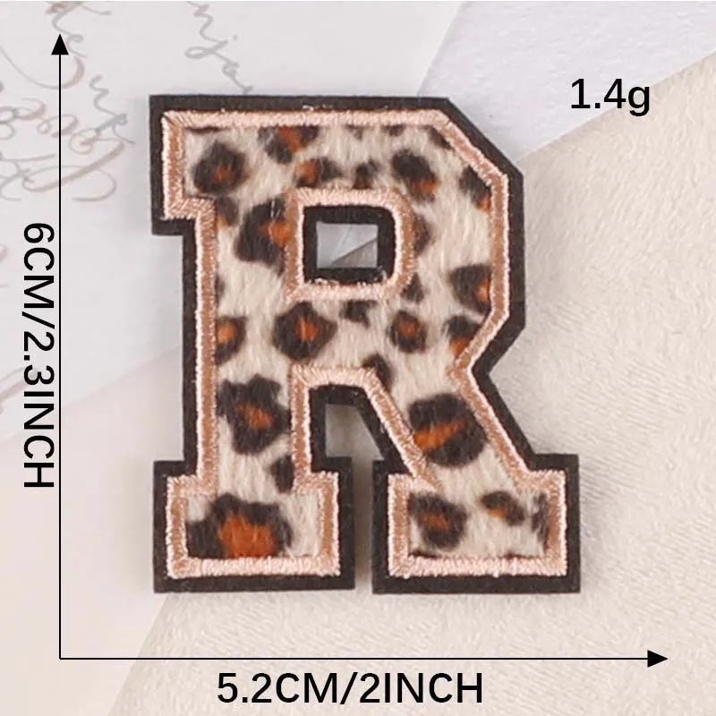 Leopard Print Embroidered Alphabet Badge Patches