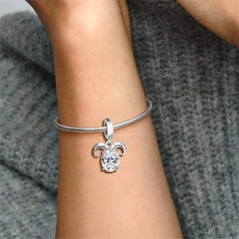 Fit Original Charm Bracelet Necklace 925 Silver 12 Constellation Zodiac Horoscope Symbol Birthstone Bead For Making Berloque DIY 6