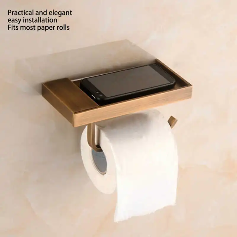 

Toilet Paper Holder Phone Shelf Copper Antique Toilet Paper Shelf Gold Toilet Paper Holder with Shelf Kitchen Paper Holder