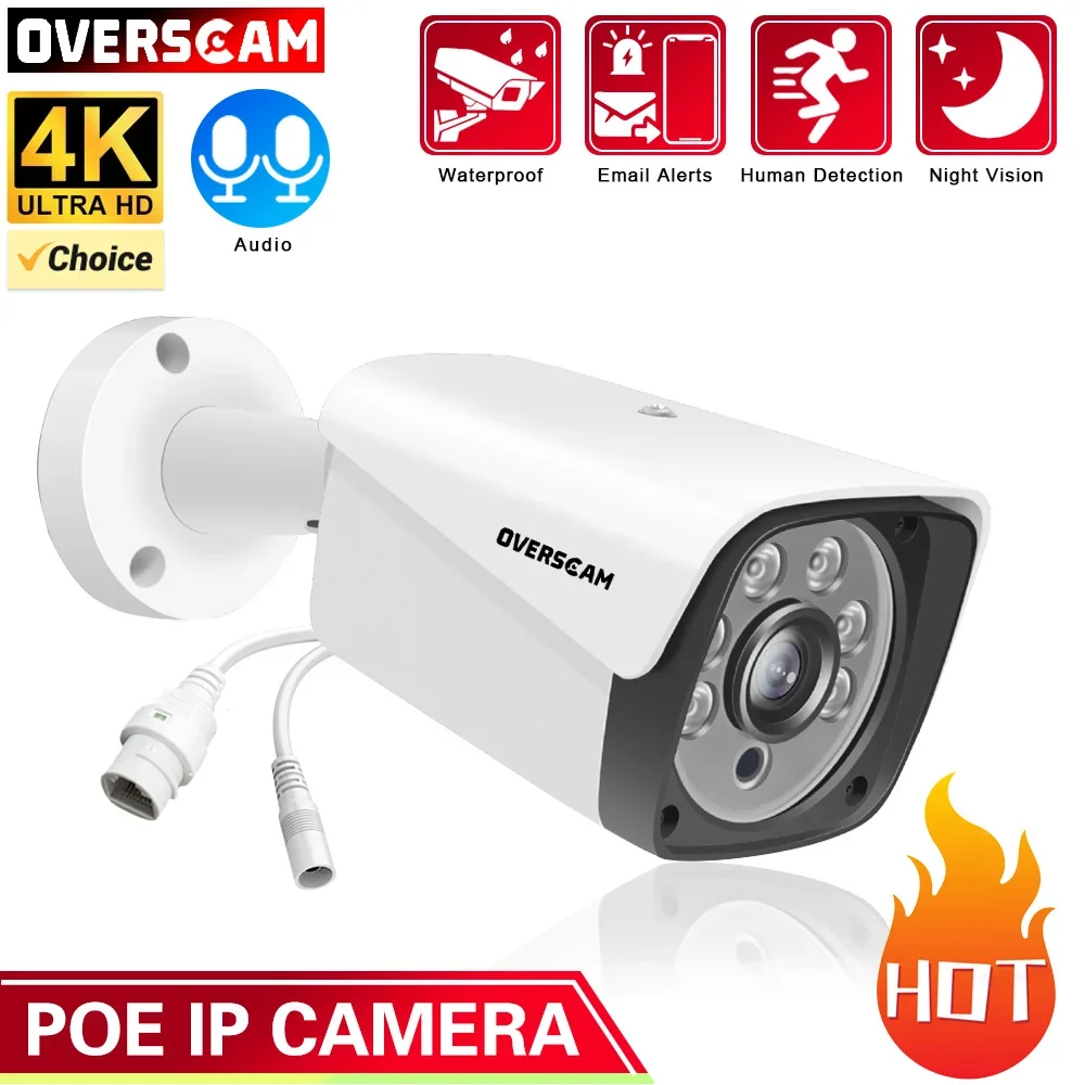 Telecamera Audio Di Sicurezza 4K Telecamera Ip Poe Di Sorveglianza Del Sistema Esterno Telecamera Bullet Da 5Mp Di Sicurezza Di Sorveglianza Cablata U