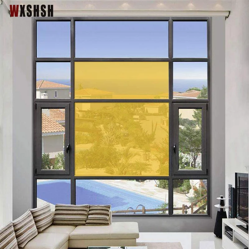 Window stickers Insect-proof Explosion-Proof Tinting UV Blocking Transparent Light Block Adhesive film Office Yellow 6m