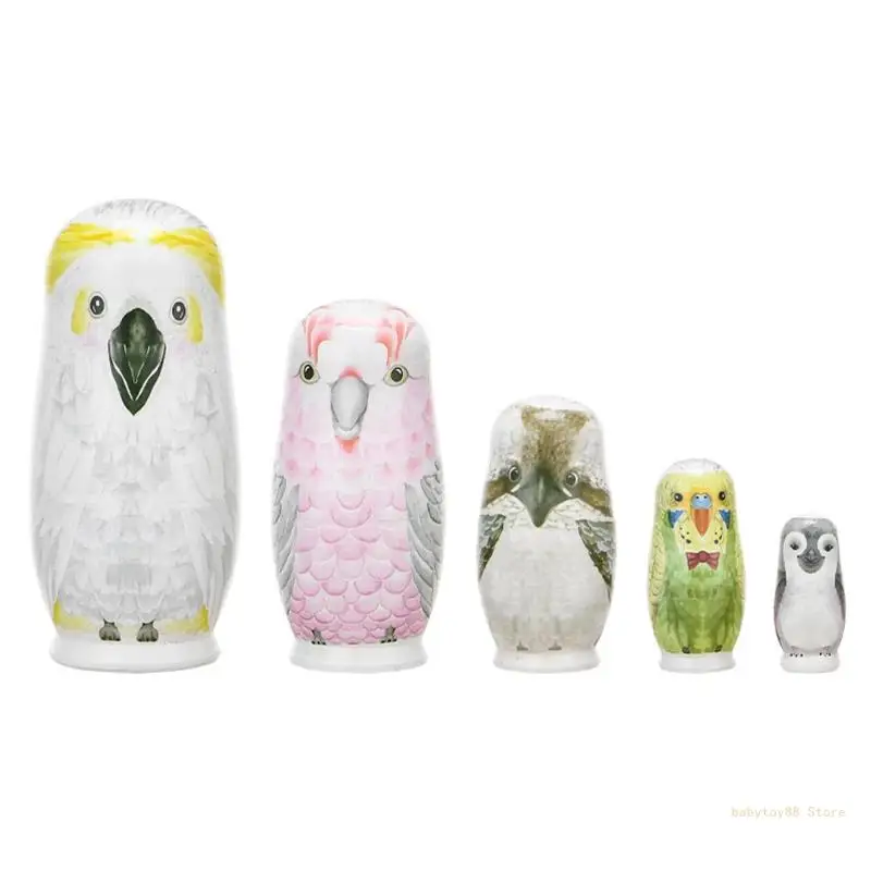 

Y4UD 5Pcs Matryoshka Dolls Decors Art Craft Nesting for Doll Figures Table