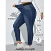 plus Size Women's Jeans Tight Elastic Casual Denim Pants Suitable for Commuting Washed Denim Fashionable Versatile Slimming
