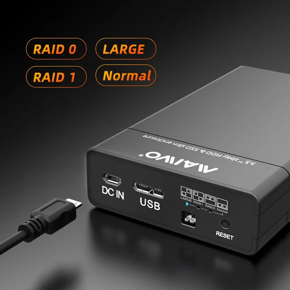 Maiwo-usb 3.0 Caixa de Gabinete de Disco Rígido de Baía Dupla 2.5 Sata Ssd Hdd Raid Modos Raid para pc Design de Slides sem Ferramentas Cas - Imagem 5