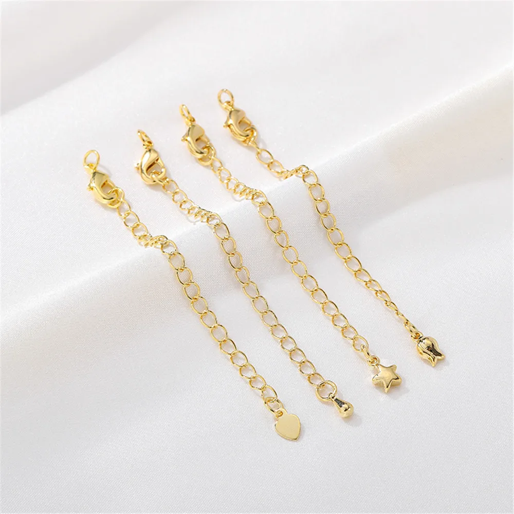 

14K gold package love pentagram tail chain adjustment extension chain diy handmade bracelet necklace accessories materials
