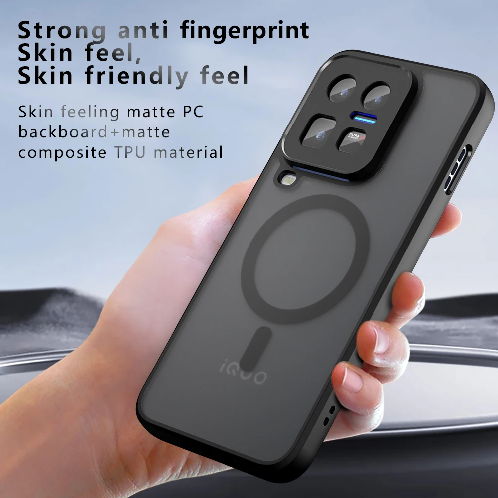 Ultra Magnetic Wireless Charging Shockproof Phone Case - Soft TPU Frame & Hard Plastic Translucent Matte Back Cover
