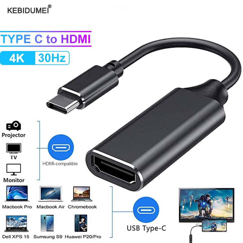 Convertitore Adattatore Da Usb C A Hdmi Adattatore Da Tipo C A Hdmi Adattatore Cavo Compatibile Hdmi Hd-Mi Convertitore 4K Usb 3.1 Hdtv Per Macbook