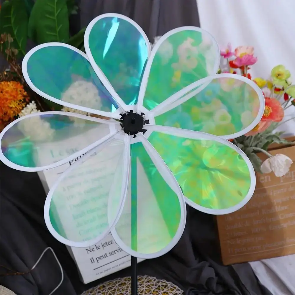 Color Bird Repelling Windmill Outdoor Grounding Mounted Reflective Changing Windmill Wind Spinner Kindergarten Children's Toys