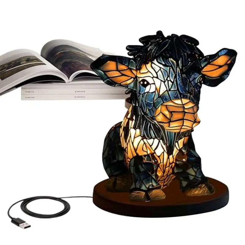 

Animal Table Lamp Rustic Cow Lamps For Bedrooms Cute Western Table Lamp Highland Cow Light Desk Lamp Vintage Animal Nightstand