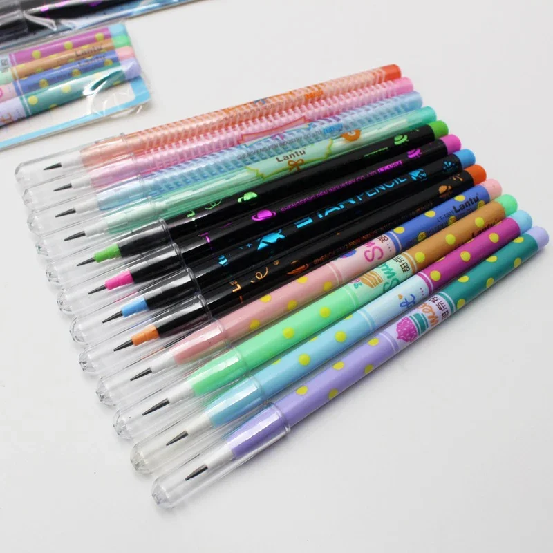 4pcs HB Lead Non Sharpening Pencils Kawaii Mechanical Pencils Writing Painting Tools Korean Stationery School Office Supplies 2