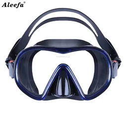 Adult Low Volume Clear Diving Mask with Tempered Glass Freediving Snorkeling  Silicone Black Underwater Swimming Goggles