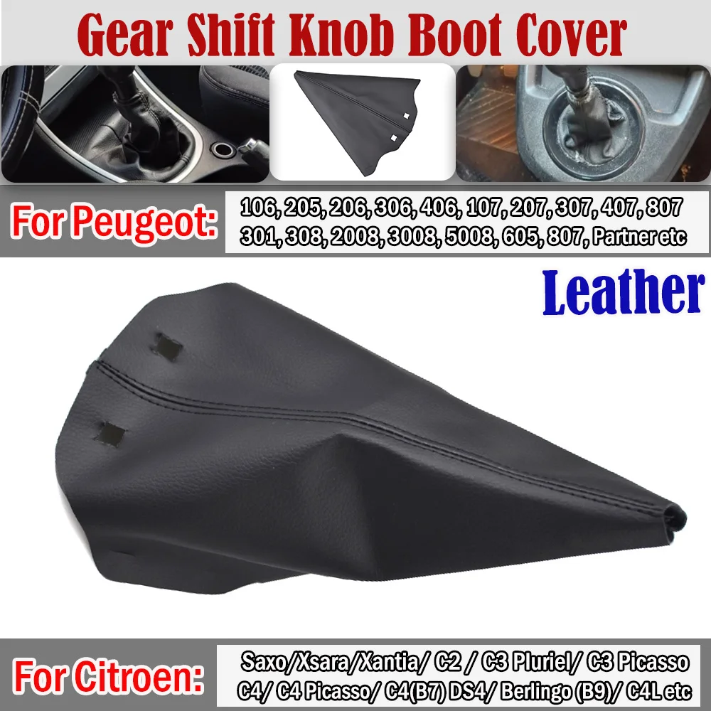 Pour Citroen C1 C2 C3 C4 5 Vitesses Pommeau Levier Vitesse Manuel Couvercle Levier Tête Avec Accessoires De Voiture Botte En Cuir (Couleur : Noir