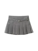 Pleated Shorts Skirts for Women, With Belt,Side Zipper, Mid Waist, Female Skort,Fashion - Image 6