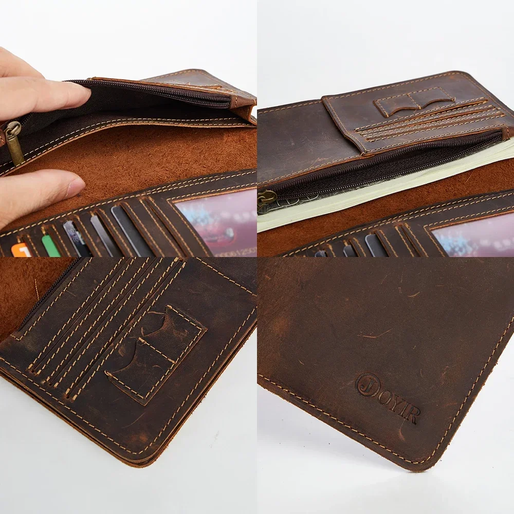 Men Genuine Leather Wallet Men Coin Purse Vintage Long Men Wallets Perse Solid Card Holder Clutch Carteira Hombre for Male 6