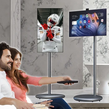 27 32 Inch Smart Home TV Movable Charging Digital Signage Portable Smart Screen Display Built-in Speaker Smart TV Monitor 1