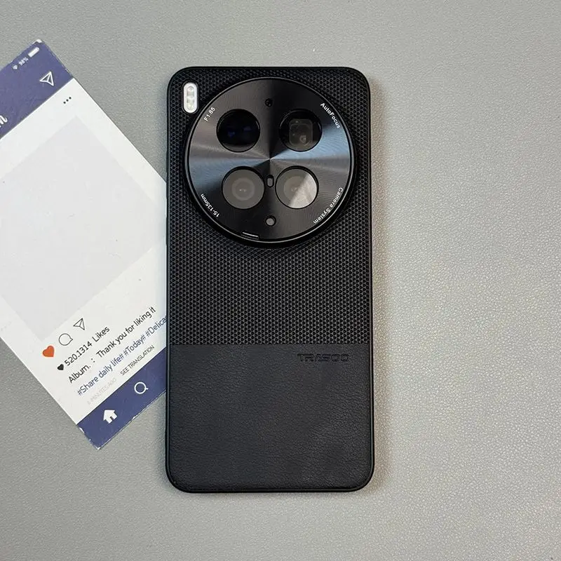 Luxcy Matte Diamond Pattern PU Leather Phone Case with Metal Lens Frame
