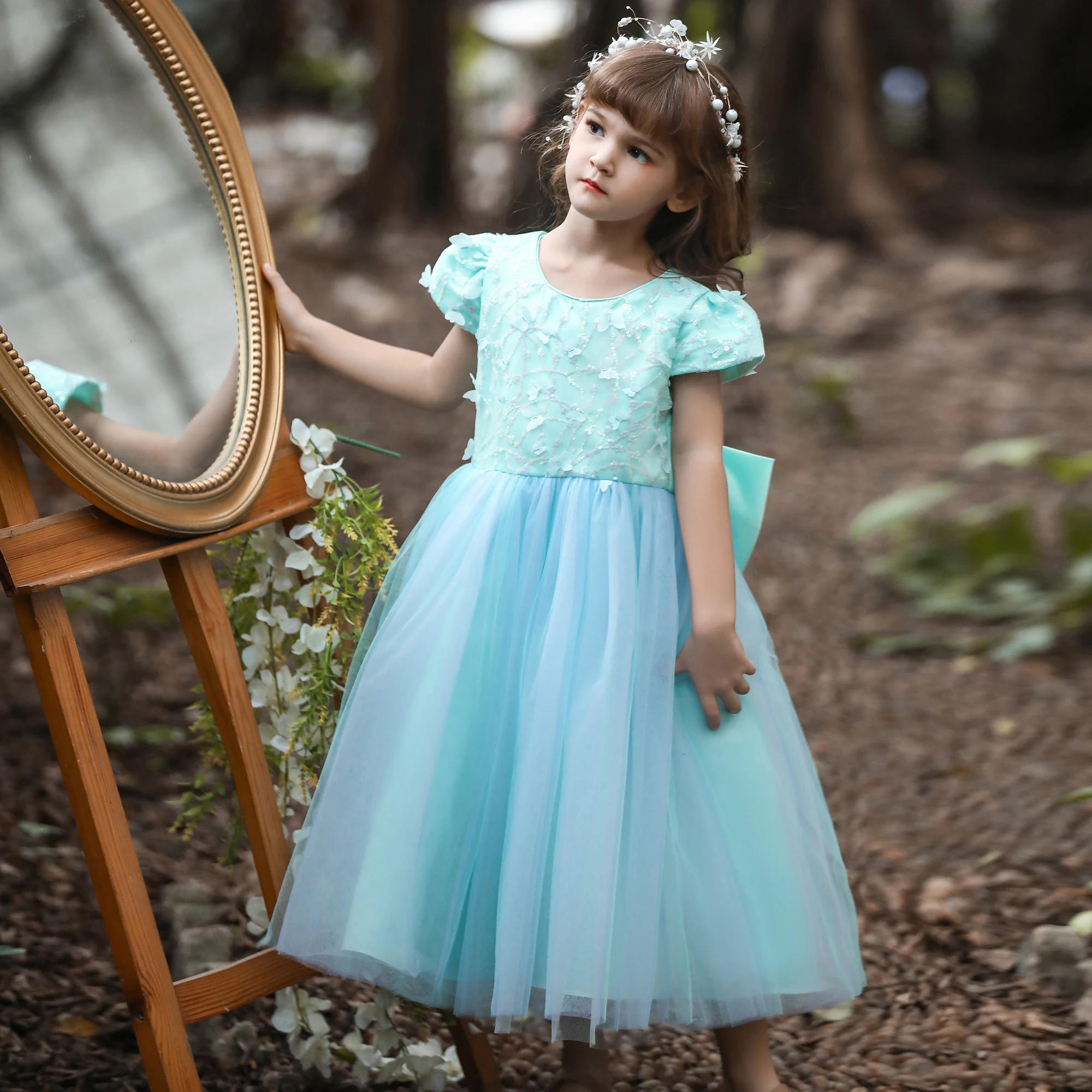 New Arrival Stylish Blue Girls Full Length Party Dress Kids Girls Frock &  Dresses, Premium Festive