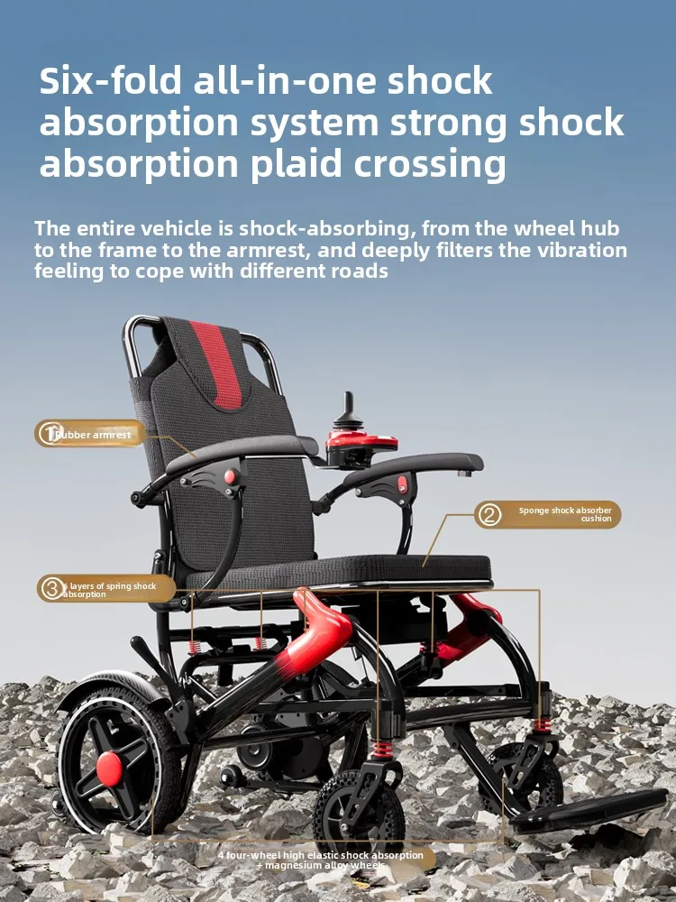Sedia a rotelle elettrica pieghevole ultraleggera intelligente completamente automatica scooter portatile per anziani disabili speciali - immagine 2