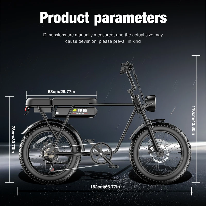 20 Inch Electric Bicycle 30AH 500W 48V Adult Mountain Ebike Men's Road Hydraulic Oil Brake Dual Shock Absorber with Battery
