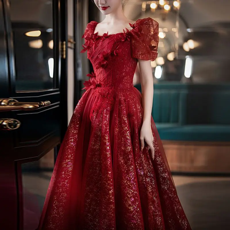 

Harajpee Bride Toast Dress New Engagement Dresses Feminine Temperament Light Luxury Niche Host Banquet Celebrity Evening Vestido