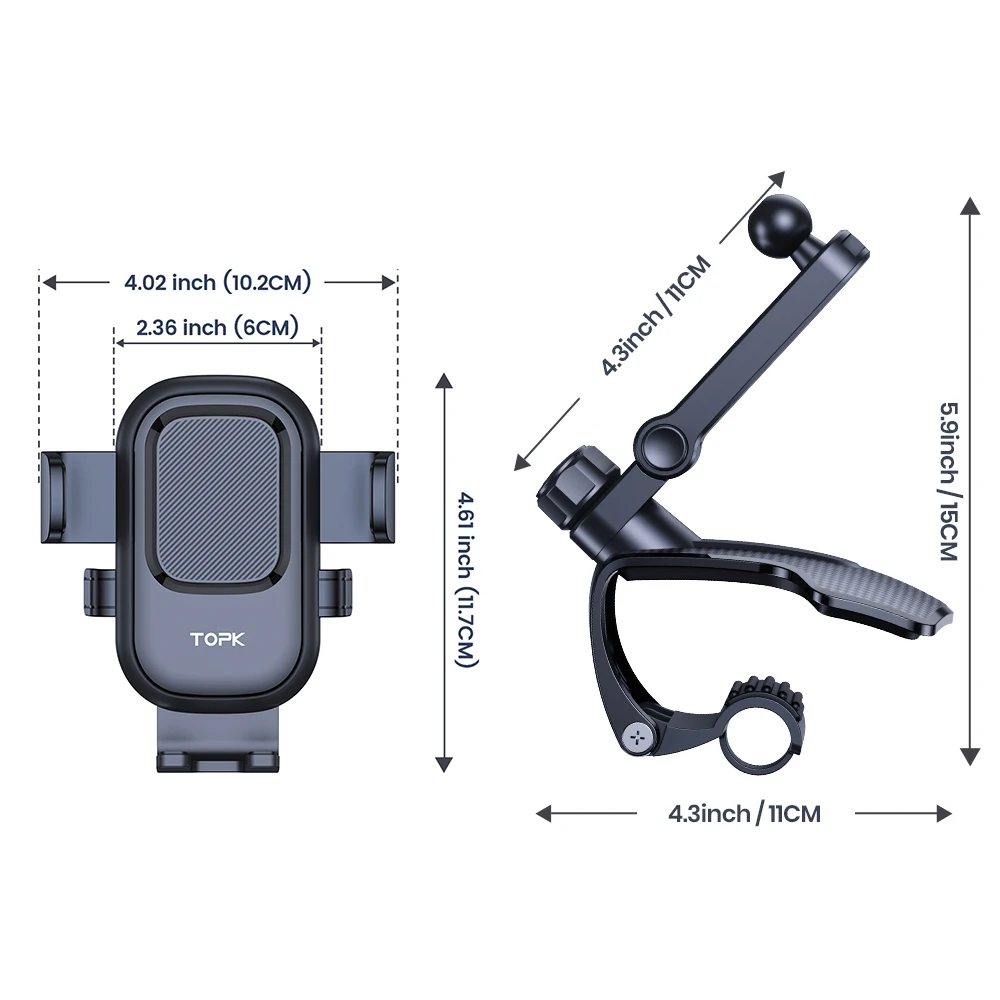 Car Phone Holder Dashboard Clip Stand Multi-Angle Rotation Silicone Anti-Slip Co