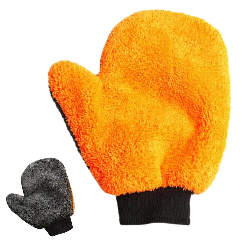 

Варежка для мытья без царапин | Супер толстые перчатки для мытья и сушки автомобиля | Многоразовая варежка для мытья, сильное водопоглощение, двусторонняя